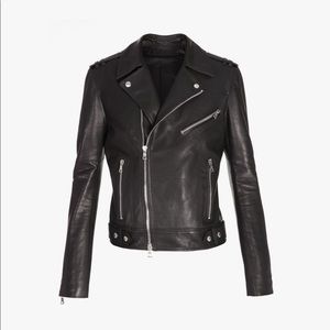 NEW Leather biker jacket with white Balmain logo